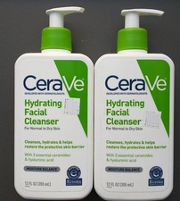 Lot of 2 CeraVe Hydrating Facial Cleanser 12oz Normal to Dry Skin New 12 oz each