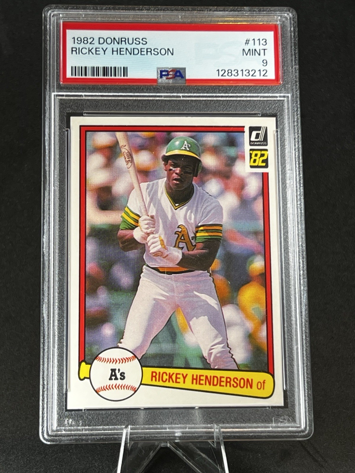 1982 DONRUSS BASEBALL #113 RICKEY HENDERSON, PSA 9 MINT, HOF