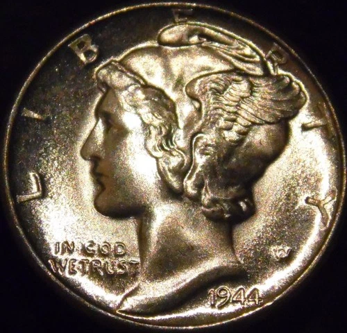 1944-D Mercury Dime Gem BU Uncirculated Full Bands