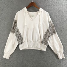 Abercrombie  Fitch Soft AF Hoodie Womens Medium Cropped Leopard Print White