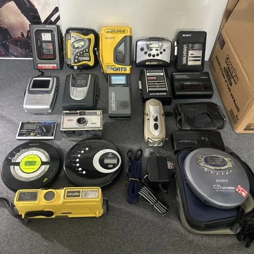 Lot 18  vtg Sony Sports Walkman Cassette Tape, Radios, CD Players ,cameras
