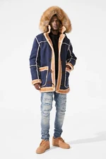 Jordan Craig Men's Denali Shearling JACKET  FUR COAT NAVY COFFEE TAN BLUE LONG