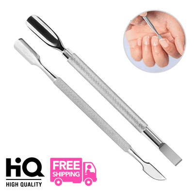 2 PC Cuticle Pusher Remover Nail Cleaner Manicure Pedicure Stainless Steel Tools