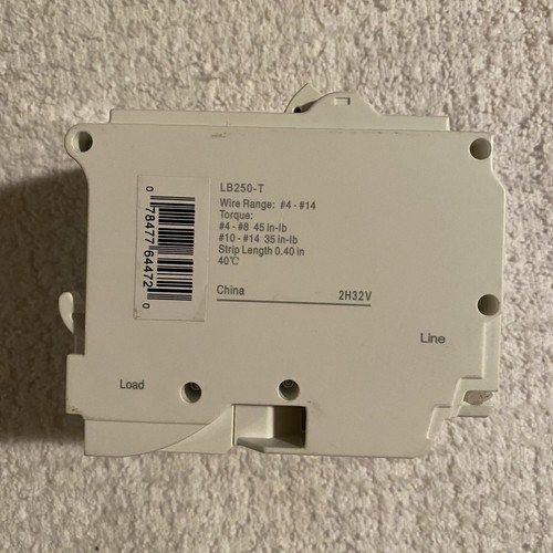 Leviton LB250-T 50A 2-Pole Plug-On Standard Branch Circuit Breaker, READ DESCRIP - Picture 2 of 4