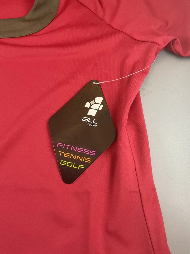 4 All by Jofit Womens Golf Tennis Polo Shirt Size S Red Short Sleeve Square Neck - Image 2 of 4