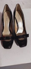 Nine West Womens Size 9.5 M Brownish Leather Sling Back Heels Strap Buckle