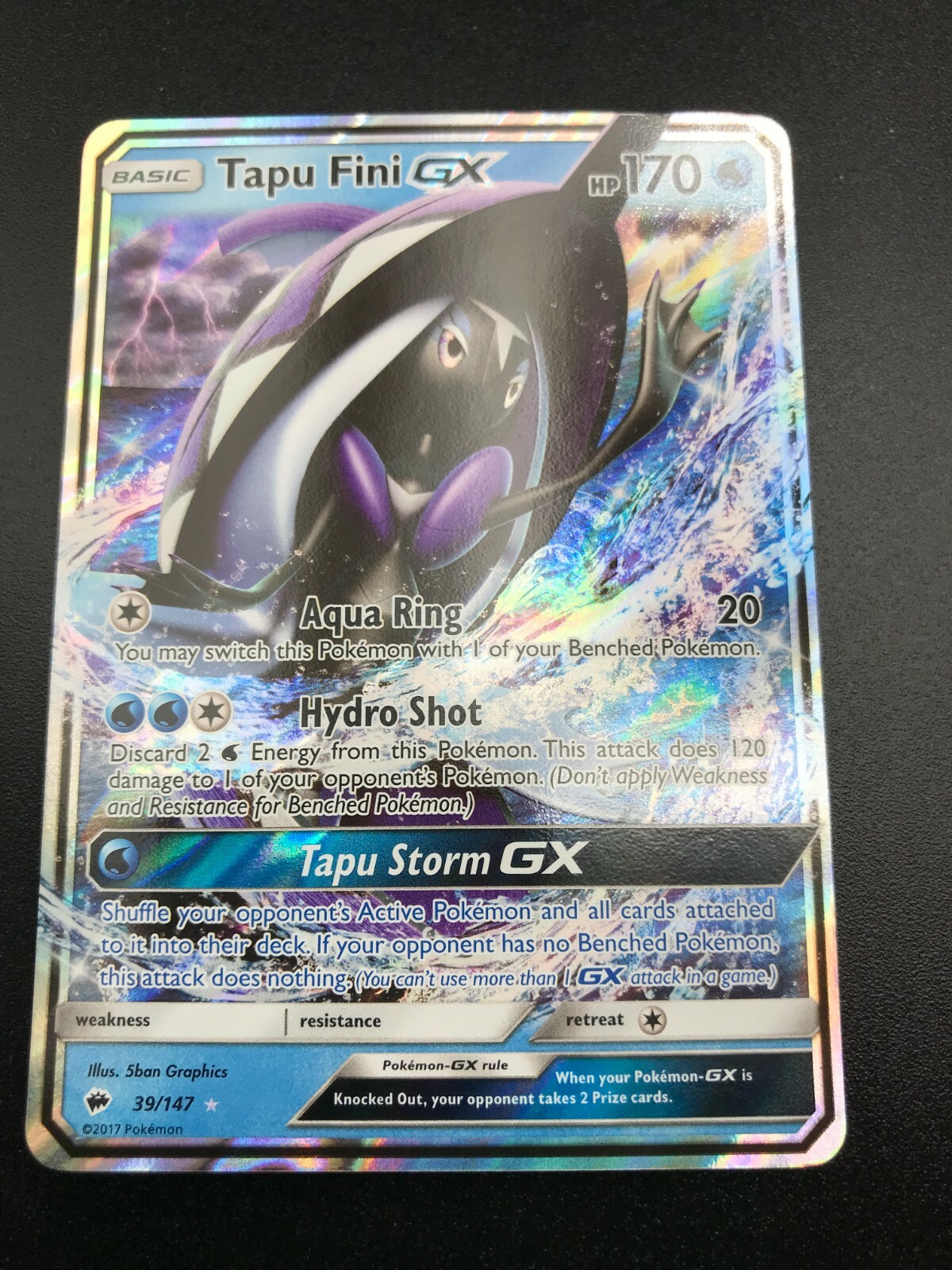 Tapu Fini GX ULTRA RARE 39/147 Burning Shadows Pokemon TCG Card NM Holo 2017