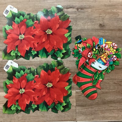 New Vintage Eureka USA Die Cut Cardboard Paper Christmas Decorations