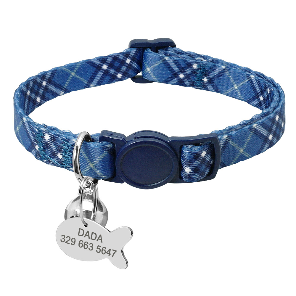 Personalized Breakaway Cat Collar - Engraved Name, Soft Velvet, Quick Release Safety, Adjustable Fit