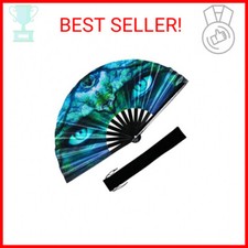 Large Bamboo Rave Hand Fan for Women/Men Big Folding Decorative Fan with Velvet
