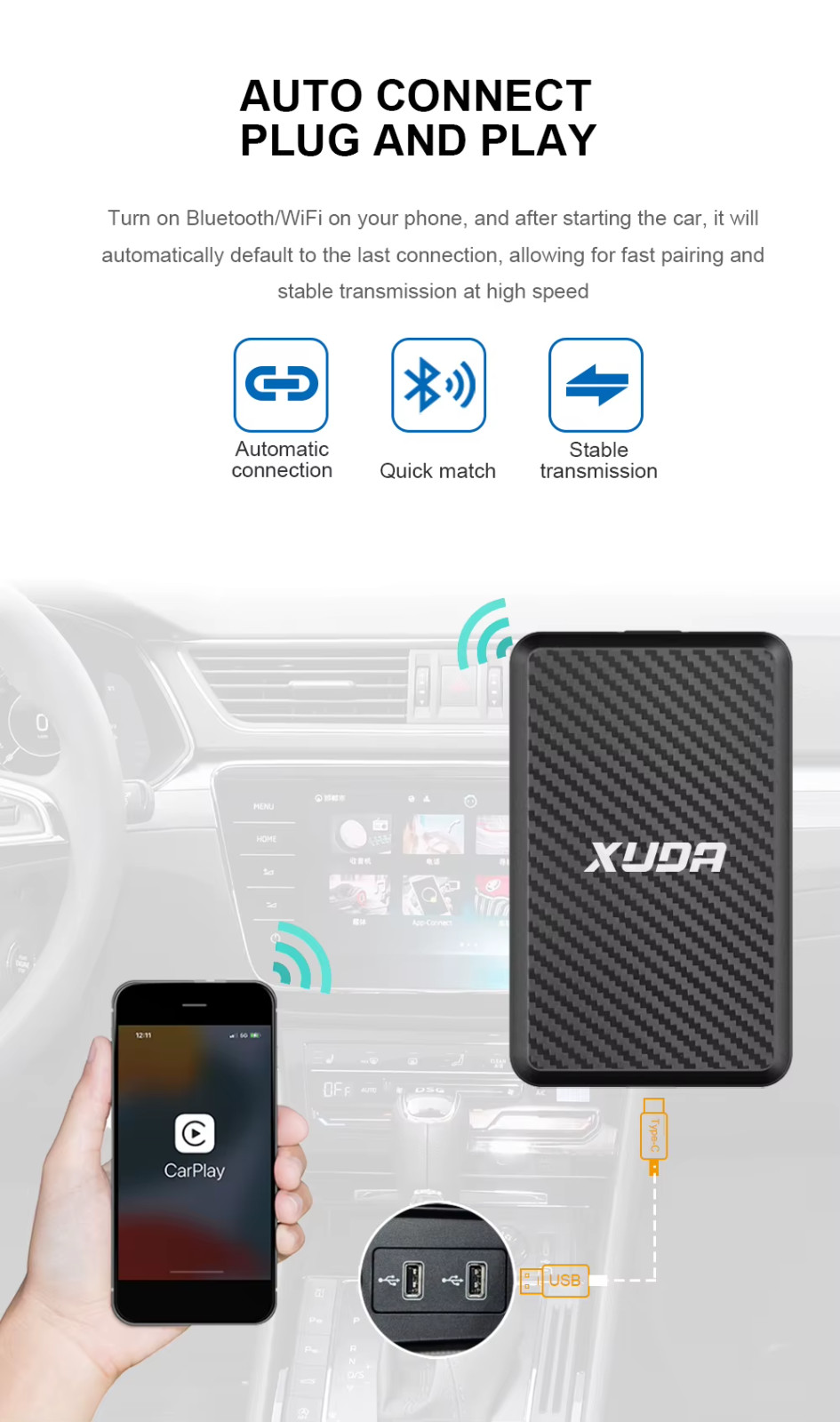 Android 14 Ai Box Wireless CarPlay Android Auto 4gb Ram 64gb Rom Plug & Play - Miniatura 7