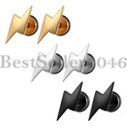 2pcs Lightning Bolt Flash Thunder Button Stud Earrings Men Women Stainless Steel