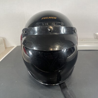 Vintage Arthur Fulmer AF20 Motorcycle Helmet Black With Shield