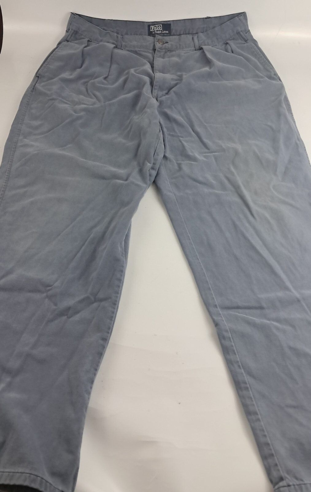 Vintage Polo Ralph Lauren Mens Chino Pants RN 41381 Blue / Gray Pleated Cotton