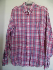 MENS J CREW PINK TAILORED PLAID CASUAL DRESS SHIRT SZ M