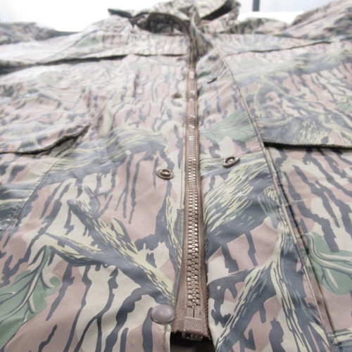 Columbia Jacket Mens Large Green Camo Pockets Hood Snap Zip Rain NEEDS SEWN PIT - Picture 8 of 14