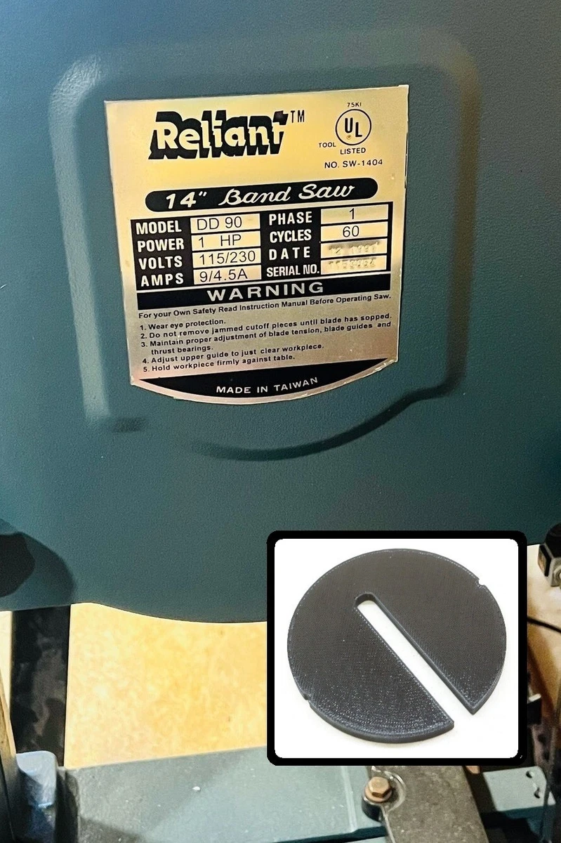 Bandsaw Table Insert plate for Vintage Reliant 14