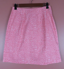 SK08243- TALBOTS Woman 100 Cotton A-Line Skirt Animal Print Pinks White 8P MINT