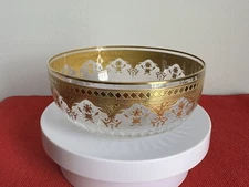 Baccarat Prestige Signed French Gilt Crystal Caviar Bowl Vintage