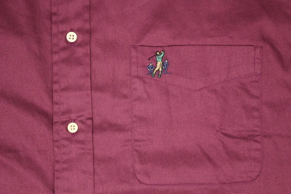 Camisa Bobby Jones Para Hombres S 15.5/34 Púrpura Sólida Cuello Abotonado Golf Bordado Foto 2 de 4