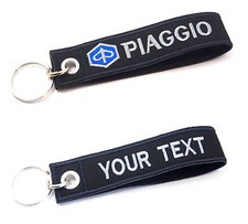 PIAGGIO VESPA KEYCHAIN CUSTOM TEXT NAME BIKER MOTORCYCLE TAG KEY RING HOLDER