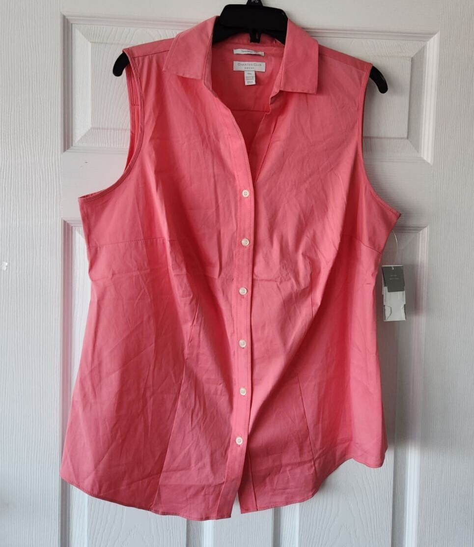 54 NWT Charter Club Womens Tailored Fit Stretch Button Down Shirt Top