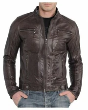 Trendy Style Men's Brown Jacket Genuine Lambskin Leather Party/Club Wear Jacket