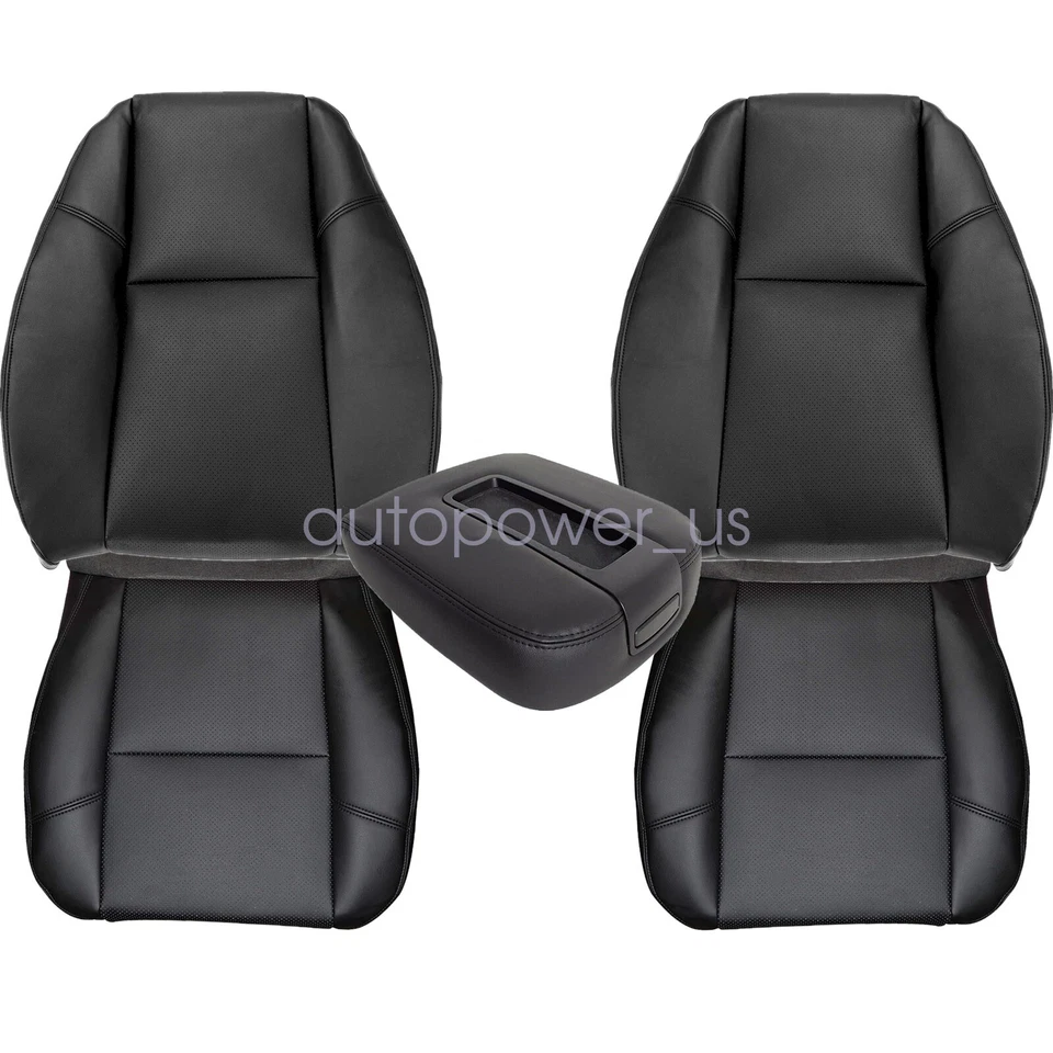 Cubierta de asiento delantero de aire acondicionado y reposabrazos negra para GMC Yukon Denali Sierra 2007-2014 Foto 2 de 4