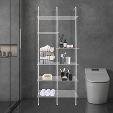 6-Tier Wall-Mounted Acrylic Bookshelf Clear Storage Rack Multipurpose Bookcase