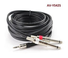 25ft 3.5mm Stereo Male to Dual 1/4" Mono Male Plug Black Audio Cable