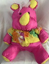 Fisher Price Puffalump Pink Rhino Hawaiian Shirt No Glasses Plush 1987