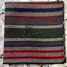 MAN JAPAN STRIPED GREEN RED GRAY HANKY CLASSIC COTTON POCKET ART SQUARE 18" KZ1