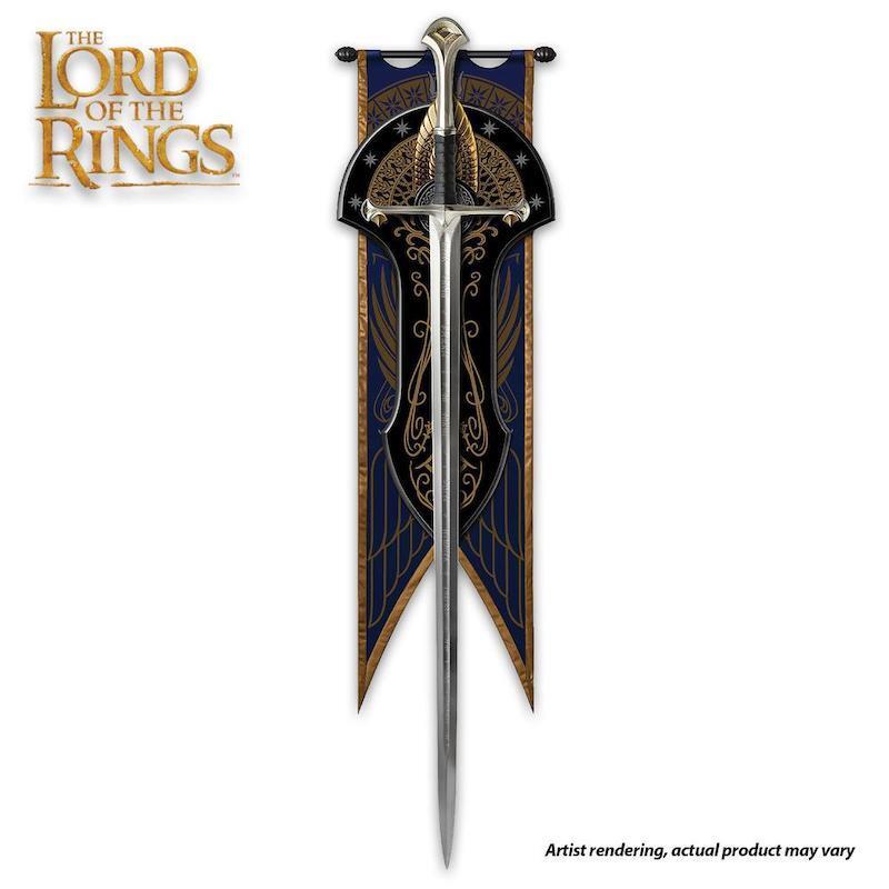 LOTR Espada Rey Elessar Anduril con Placa Colección Museo UC OL CERTIFICADO DE AUTENTICIDAD