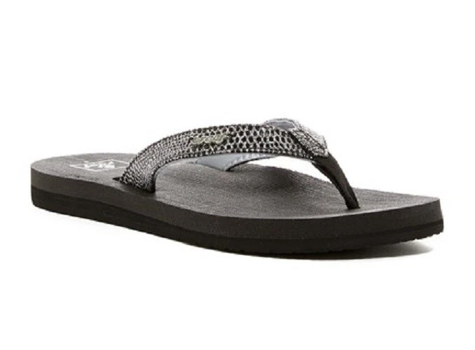 Reef STAR SASSY Black Silver Glitter Arch Support Women's Sandals Flip Flops   - Image 4 of 4