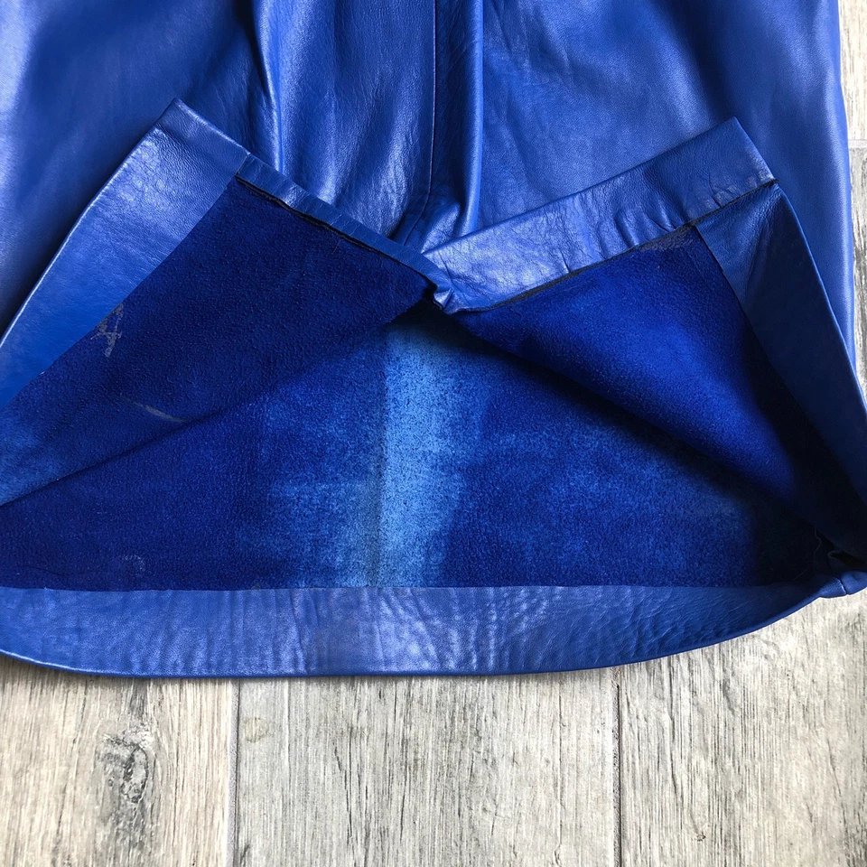 Vestido vintage de cuero azul cobalto años 80 Foto 4 de 4