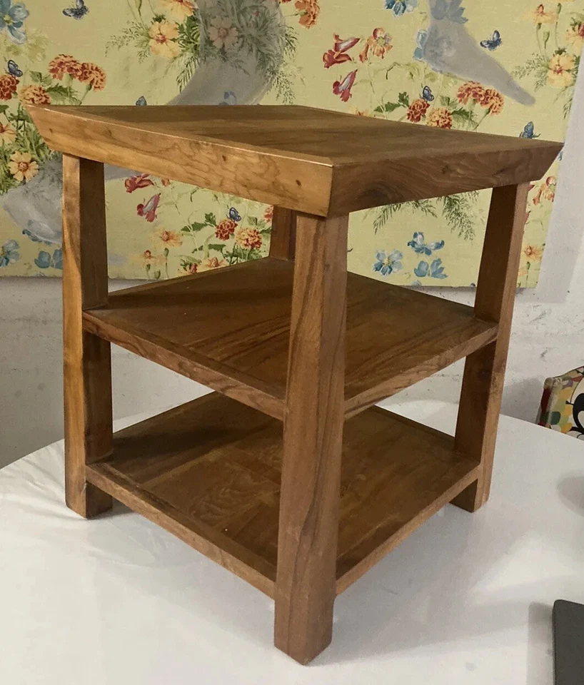 Teak End Table Arts & Crafts Mission Style by C.G. Sparks 18” Tall x 15”W x 15”W - Image 2 of 4