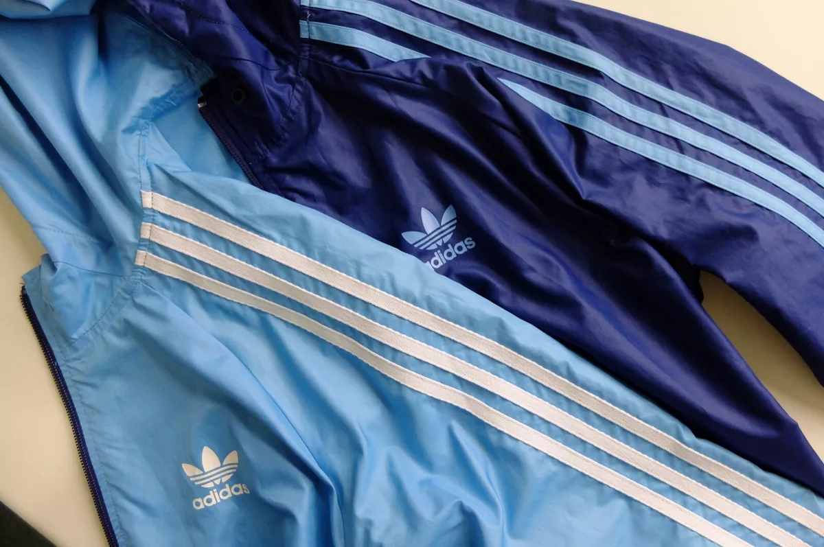 Adidas Originals Reversible Windbreaker jacket S Blue Trefoil shell rare