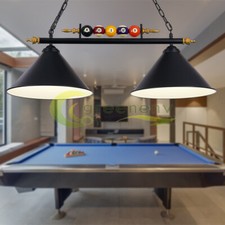 2-Light Hanging Pool Table Light 43" Billiard Lamp w/5 Real Billiard Balls US
