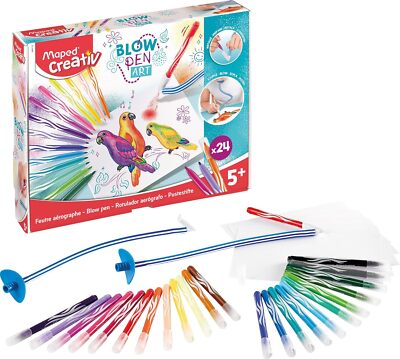 Maped Creativ Blow Art Kit 24x Felt Tip Pens and 2x Airbrush