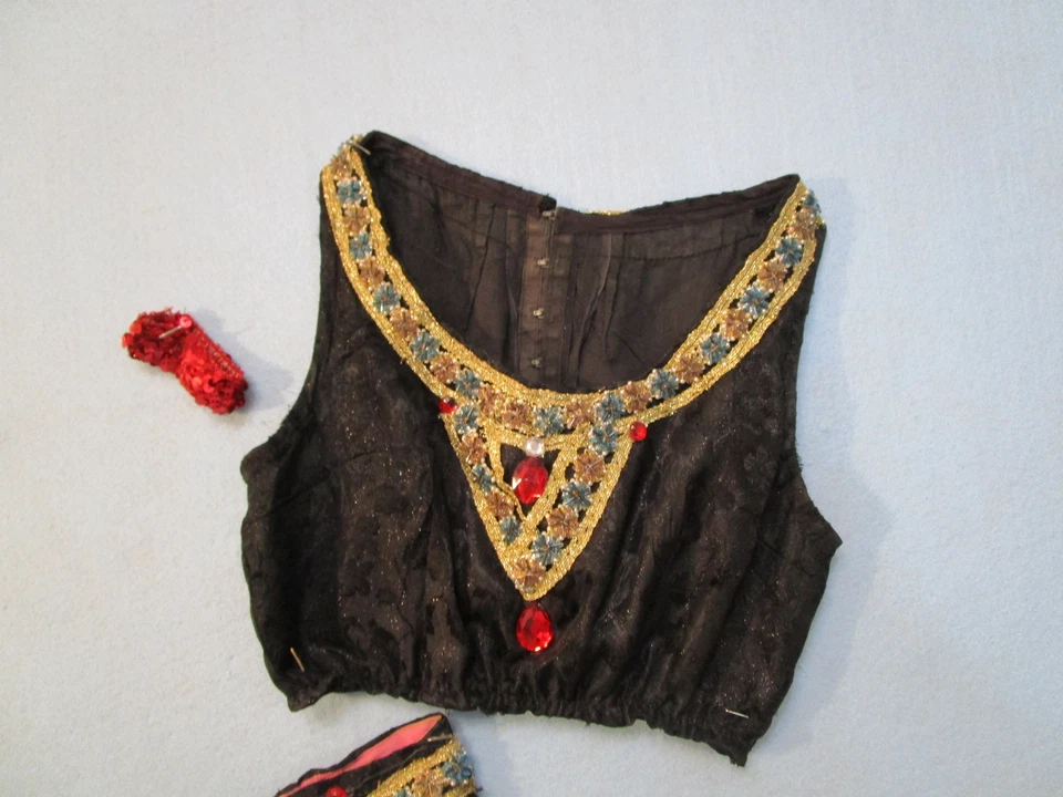 DISFRAZ DE DANZA DEL VIENTRE VINTAGE NIÑO GRANDE niña árabe jazmín aladdin genio #5 Foto 2 de 4