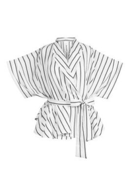 Twist X Turn Nadelstreifen Kimono weiß One Size UVP 51£ DH8 HH 04