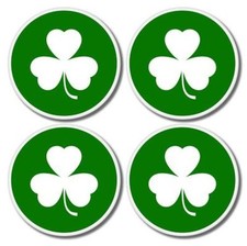 Shamrock Set of 4 Green Round Vinyl Sticker - SELECT SIZE