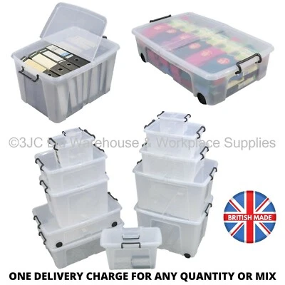 STRATA Smart Storemaster Premium Clear Plastic Storage Boxes Box & Lids Choice 12 Sizes