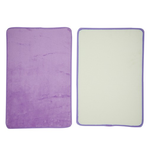 Solid Color Pattern Bathroom Rugs Bath Mat Machine Washable Purple 90x60cm - Bild 7 von 7