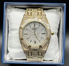 Montres Prestige Mirari x - MPW-0130 - 42mm - Austrian Paved Crystals Gold Tone