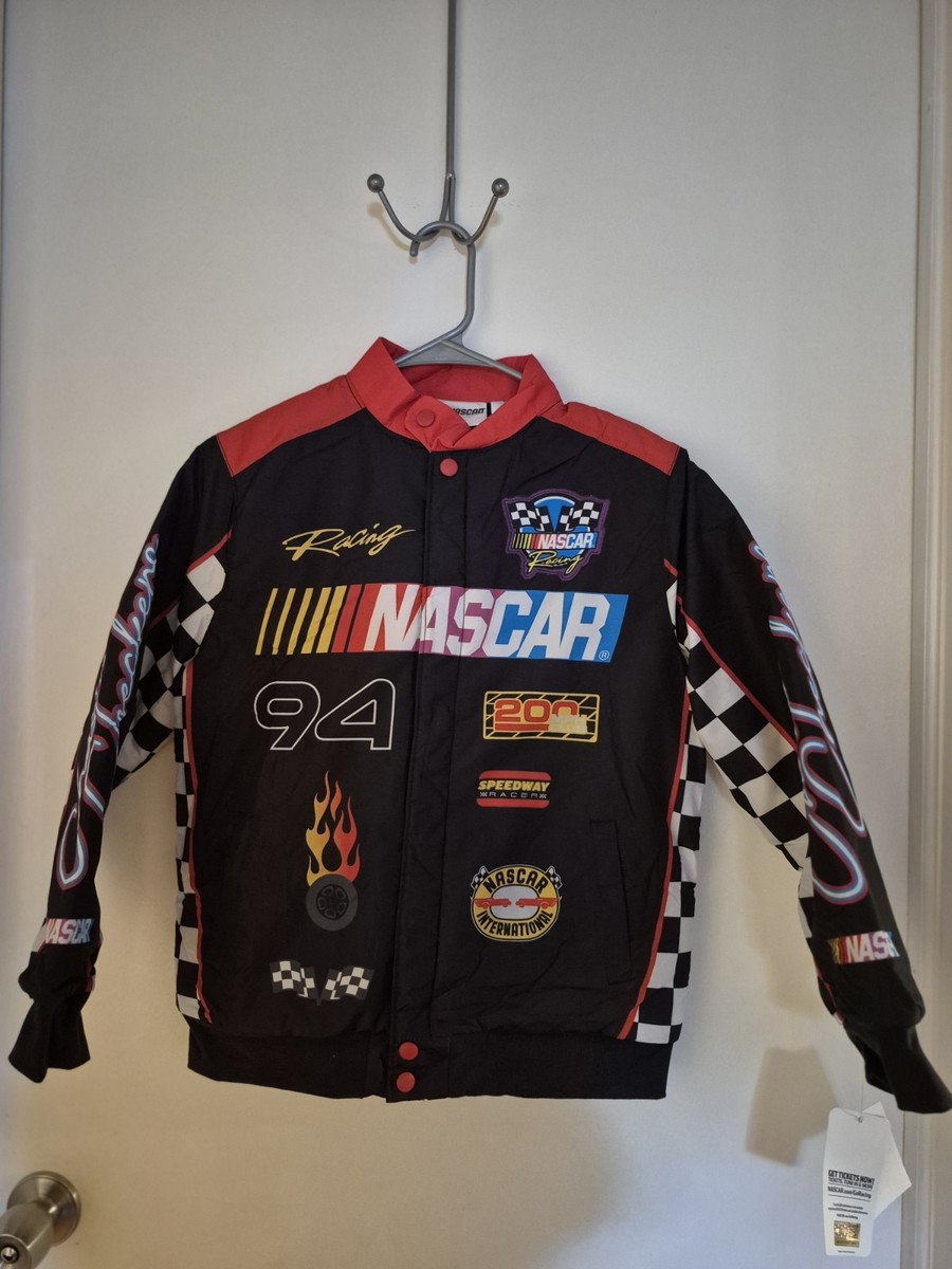 NASCAR Racing, Child sz 8, Black Graphic Jacket, Snap-Up, Pockets