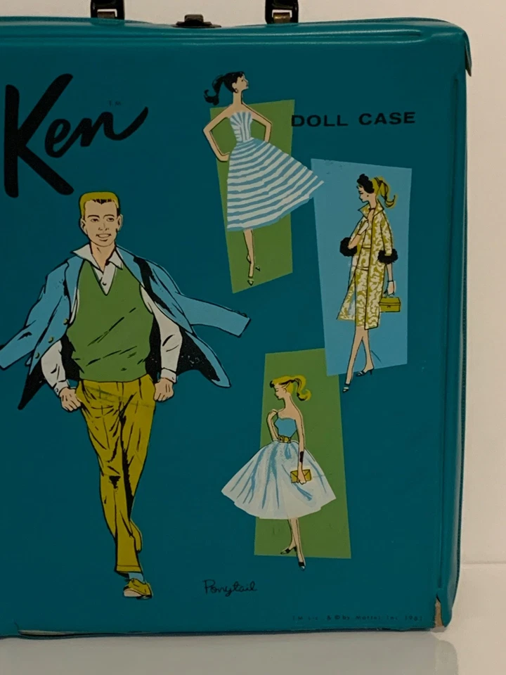 Vintage Mattel 1961 Ken Ponytail Barbie Fashion Turquoise Blue Green Doll Case - Image 3 of 4