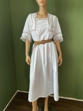 Antique Nightgown White Cotton Handsewn Handmade Lace Edwardian Night Dress 1900