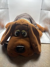 1985 Pound Puppies Plush Brown Tonka Dog 16" With Brown Leather Jacket