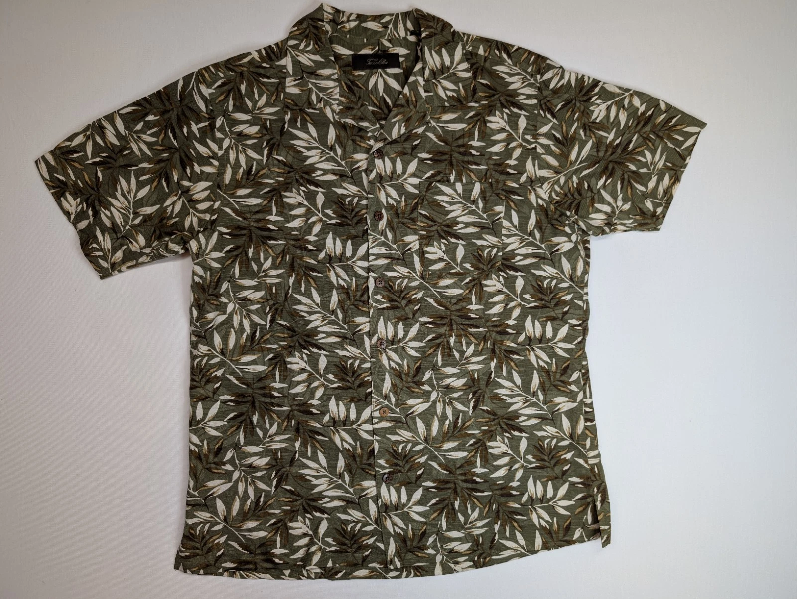 Tasso Elba Island Men's Short Sleeve Button Down Hawaiian Silk Rayon Shirt Sz L